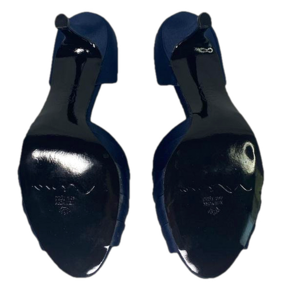 NINA CORRINE NAVY SATIN JEWELED MID-HEEL D'ORSAY CLASSIC EVENING PUMP SKU0779 - Picture 4 of 14